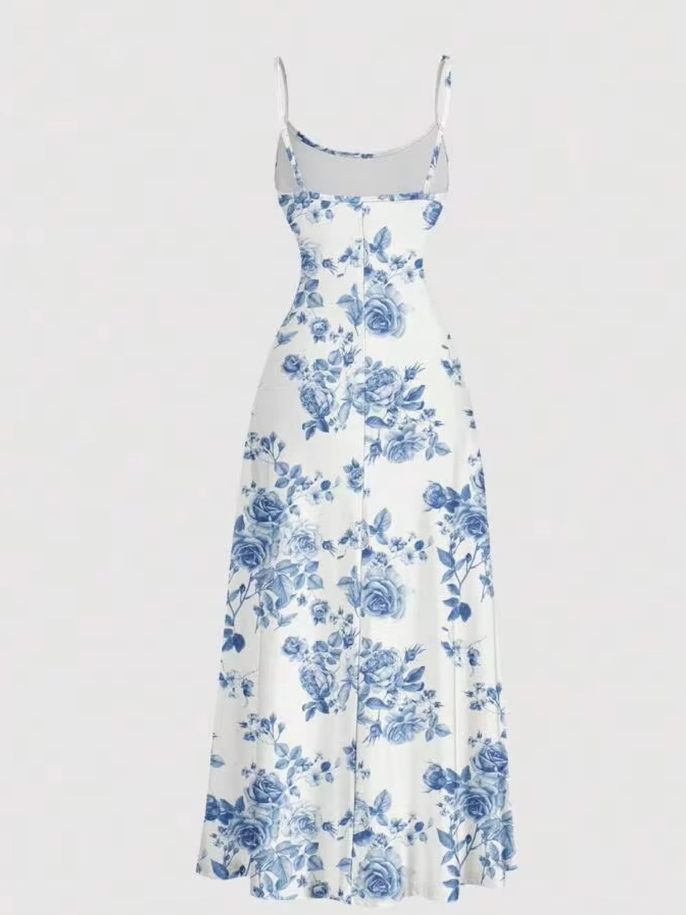 SHEIN White Maxi Slip Dress with Blue Floral Print